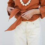 Linen Wrap Top - Rust