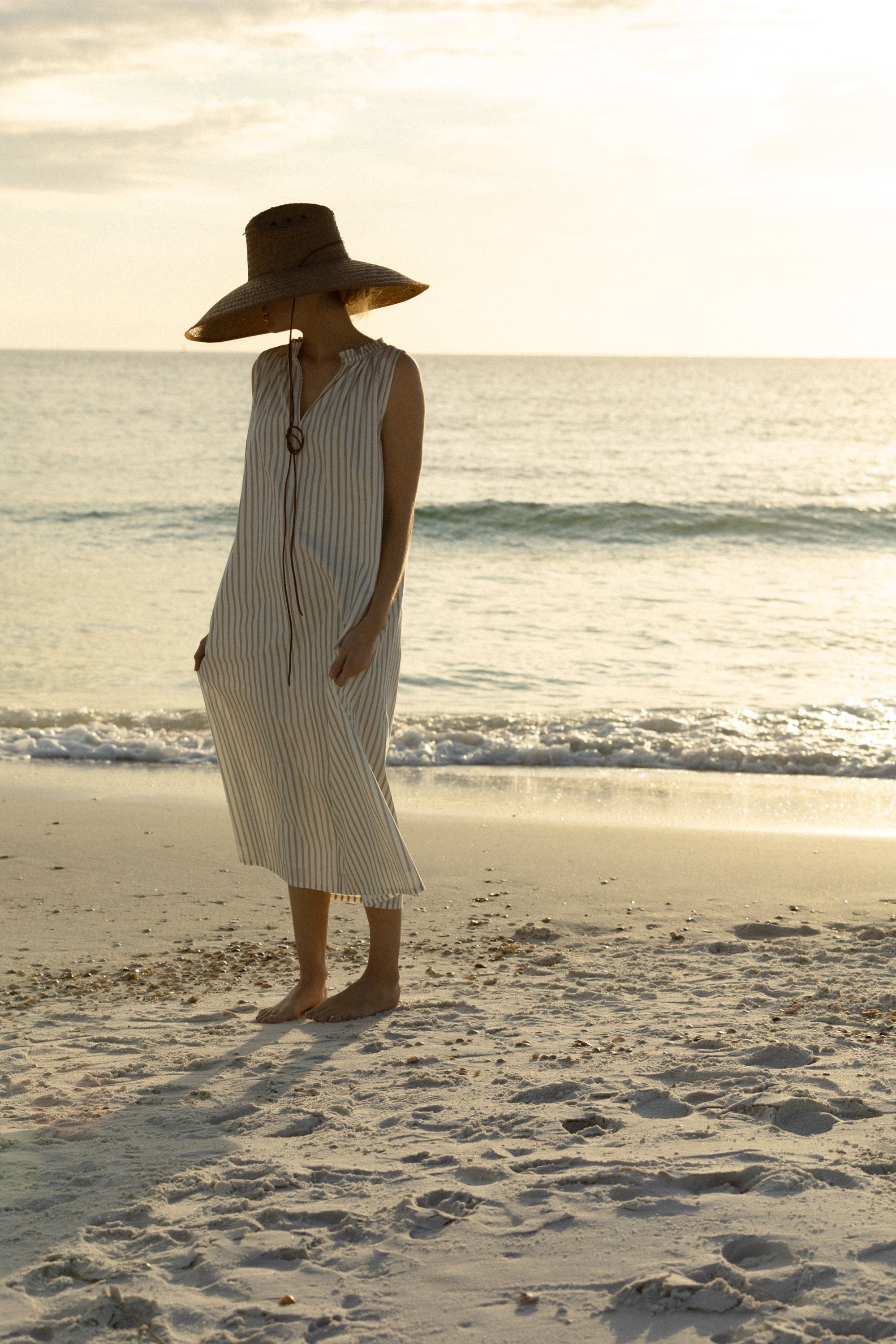 Betsy Maxi Dress - Egret Stripe
