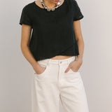 midi fringe top black