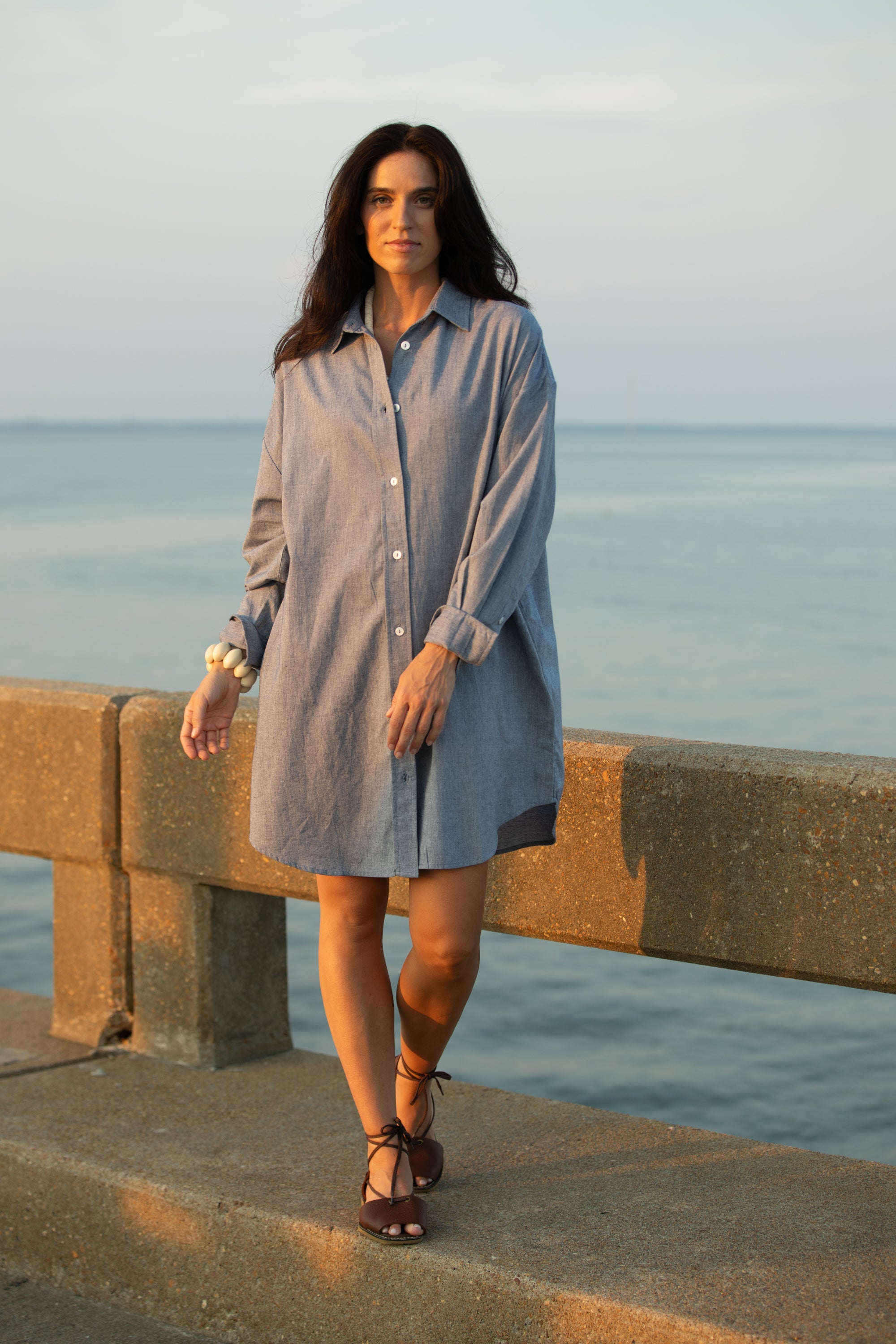 Easygoing Mini Dress - Washed Chambray BECASA Easygoing Mini Dress - Washed Chambray BECASA