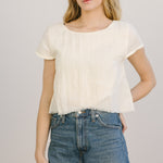 midi fringe top egret