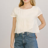 midi fringe top egret