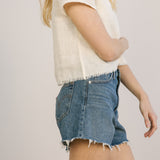 midi fringe top egret