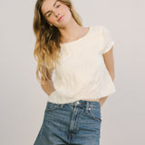 midi fringe top egret