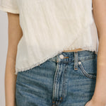 midi fringe top egret