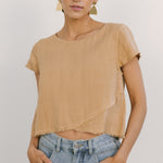 midi fringe top iced latte