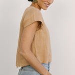 midi fringe top iced latte