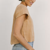 midi fringe top iced latte
