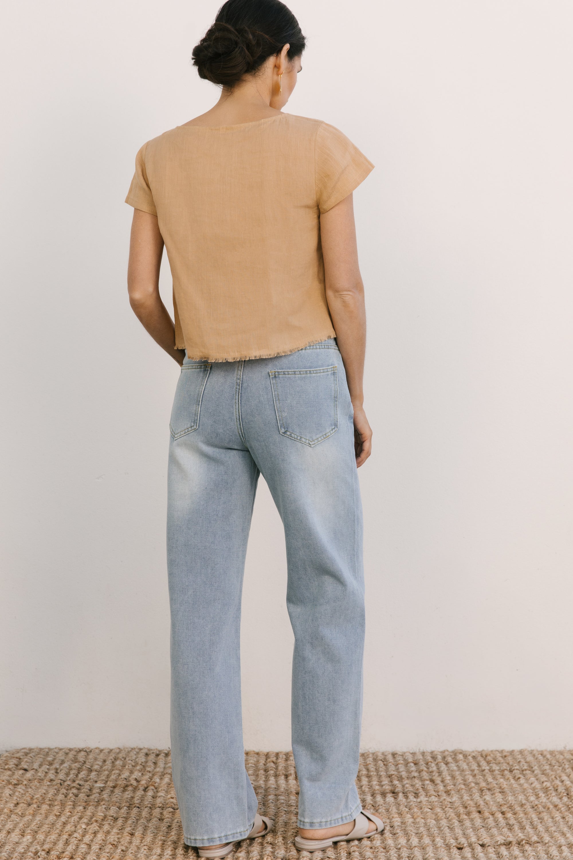 midi fringe top iced latte