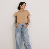 midi fringe top iced latte