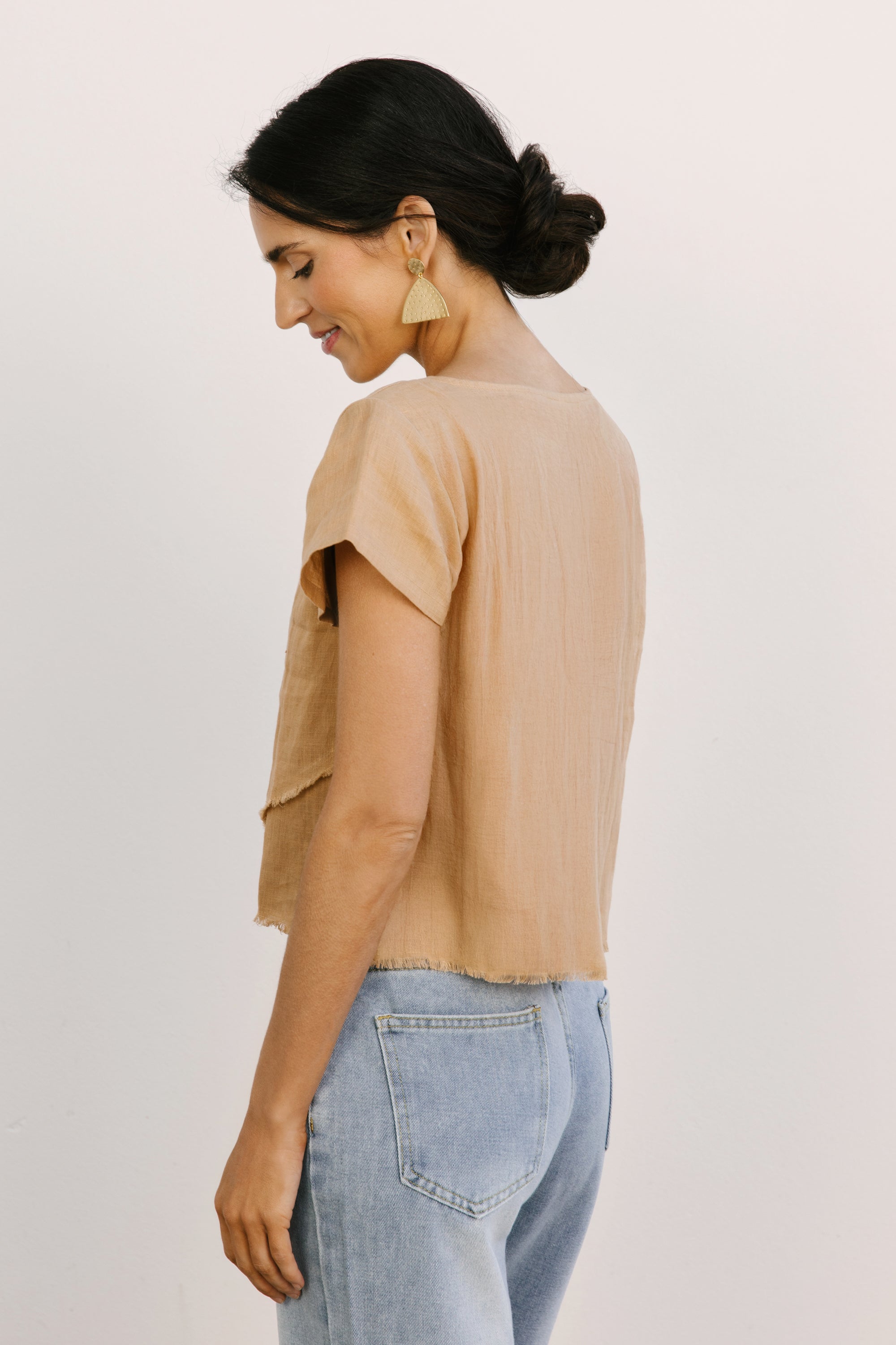 midi fringe top iced latte