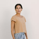 midi fringe top iced latte