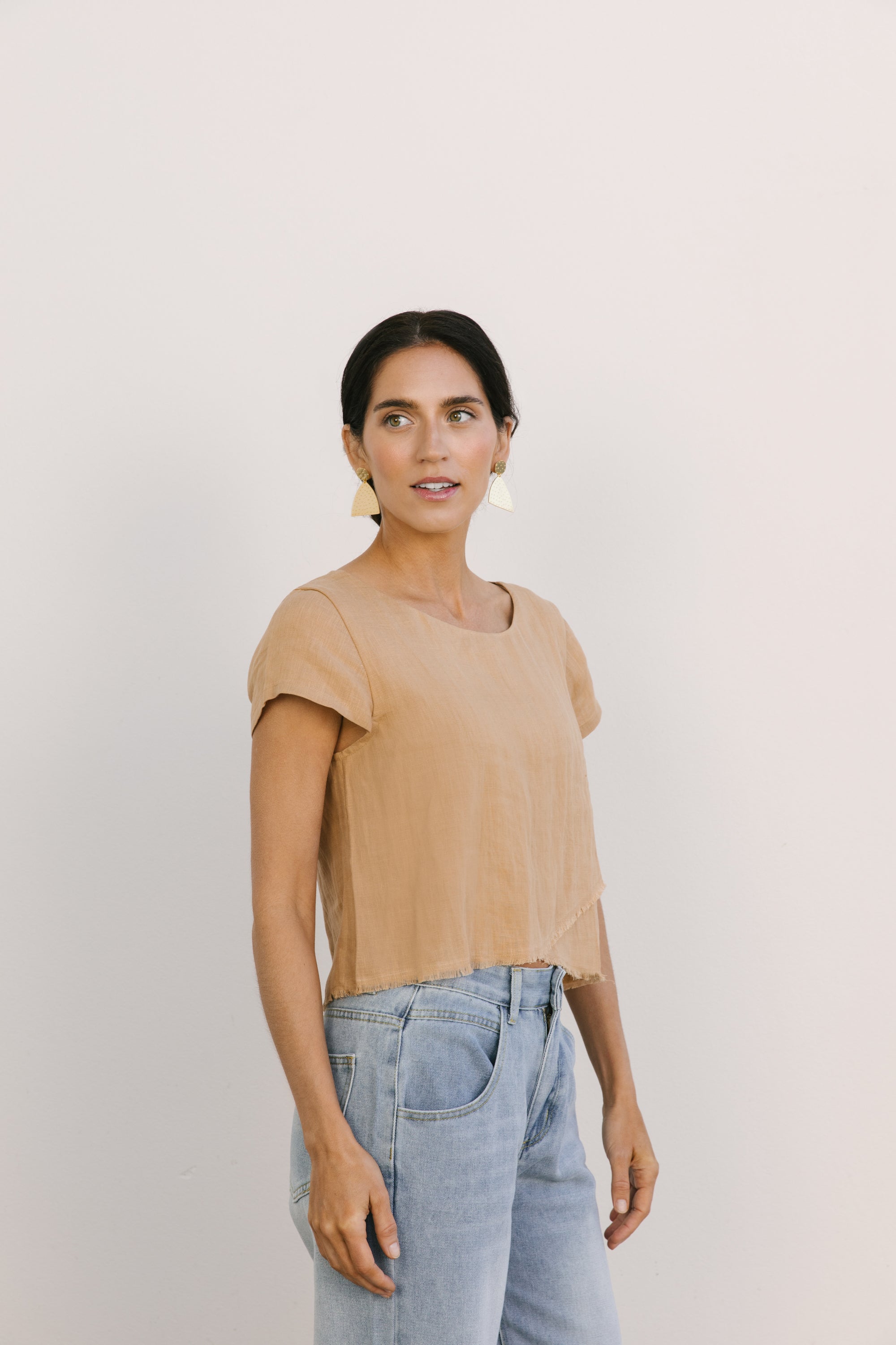 midi fringe top iced latte