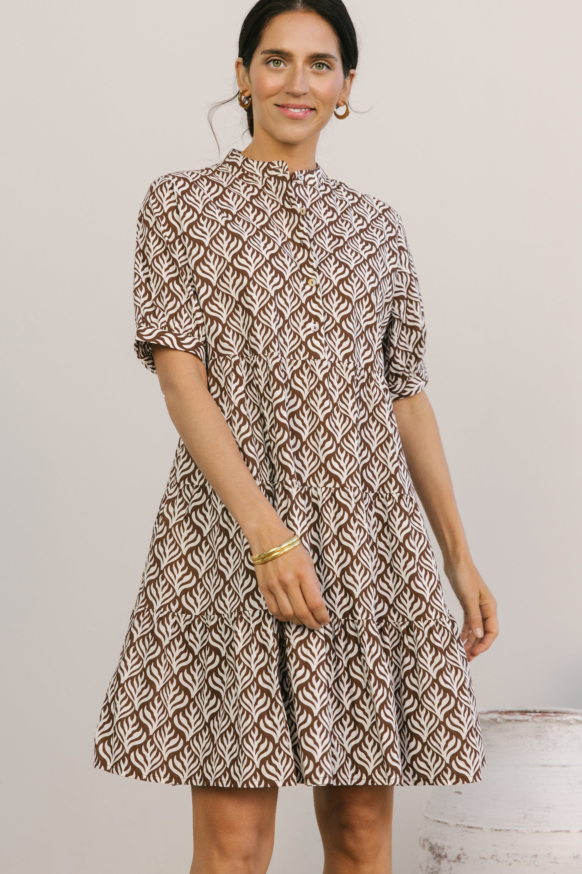 Resort Dress Mini - Chocolate Flora BECASA Resort Dress Mini - Chocolate Flora BECASA