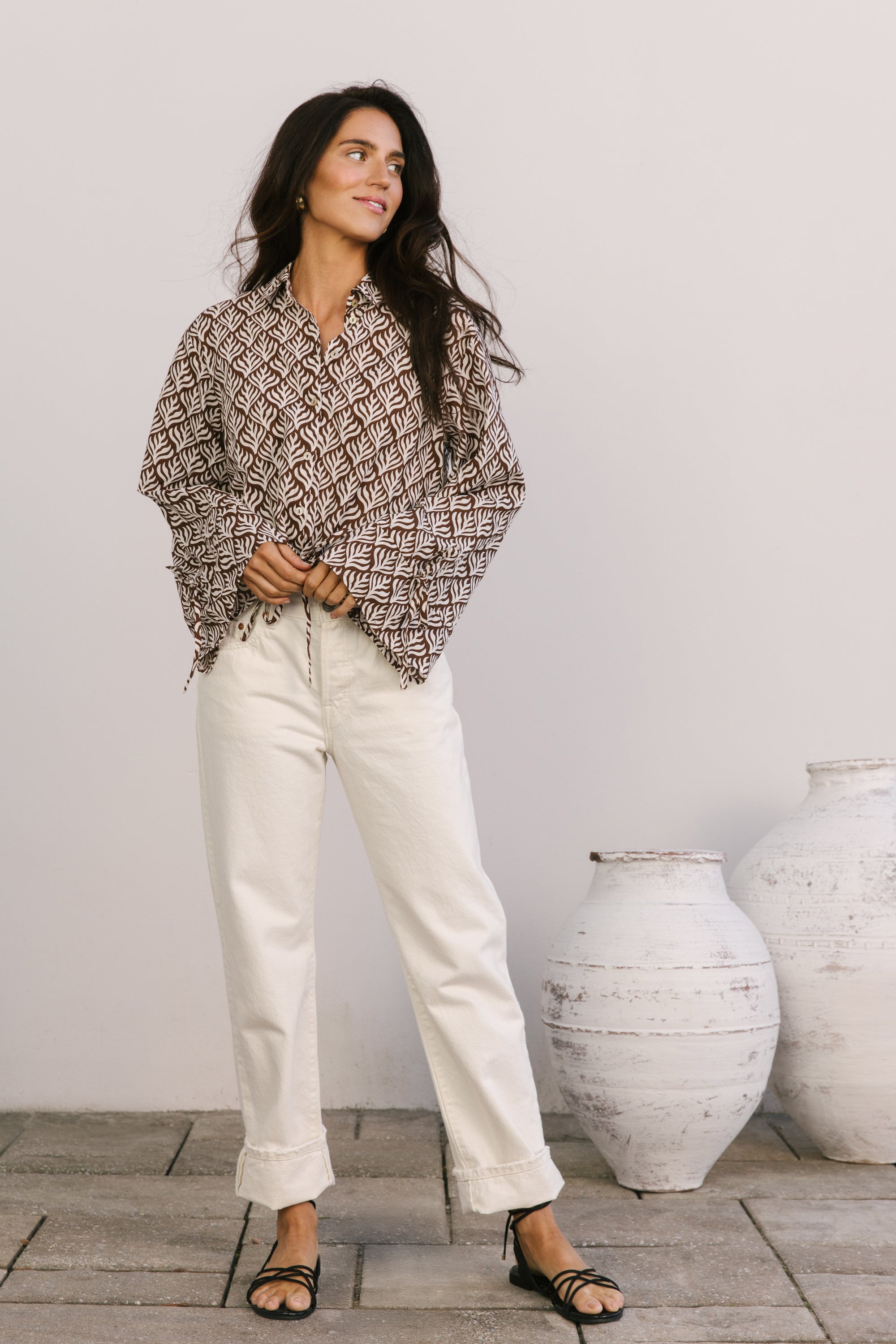 sail button up chocolate flora