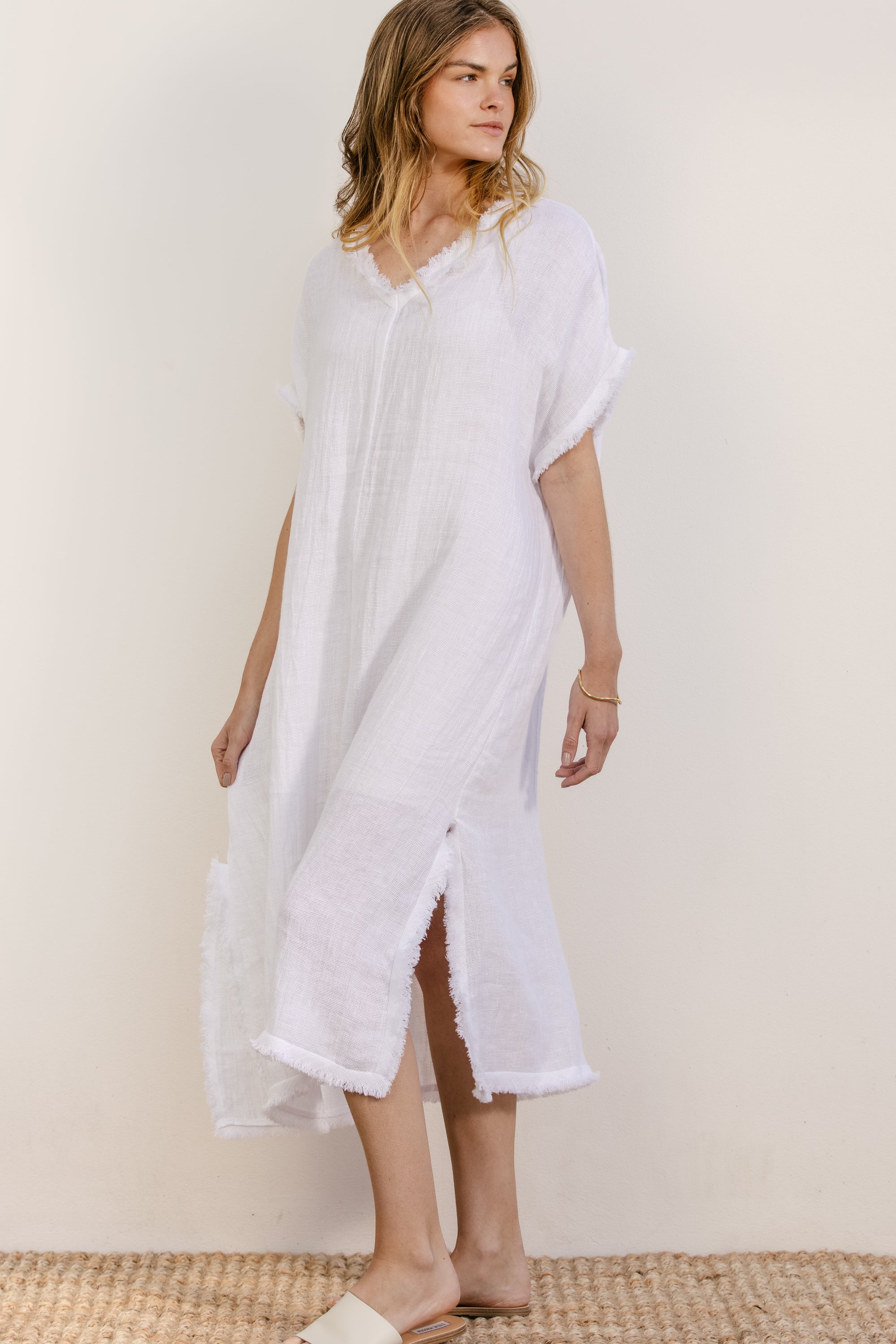 Fringe-Linen-Maxi-White