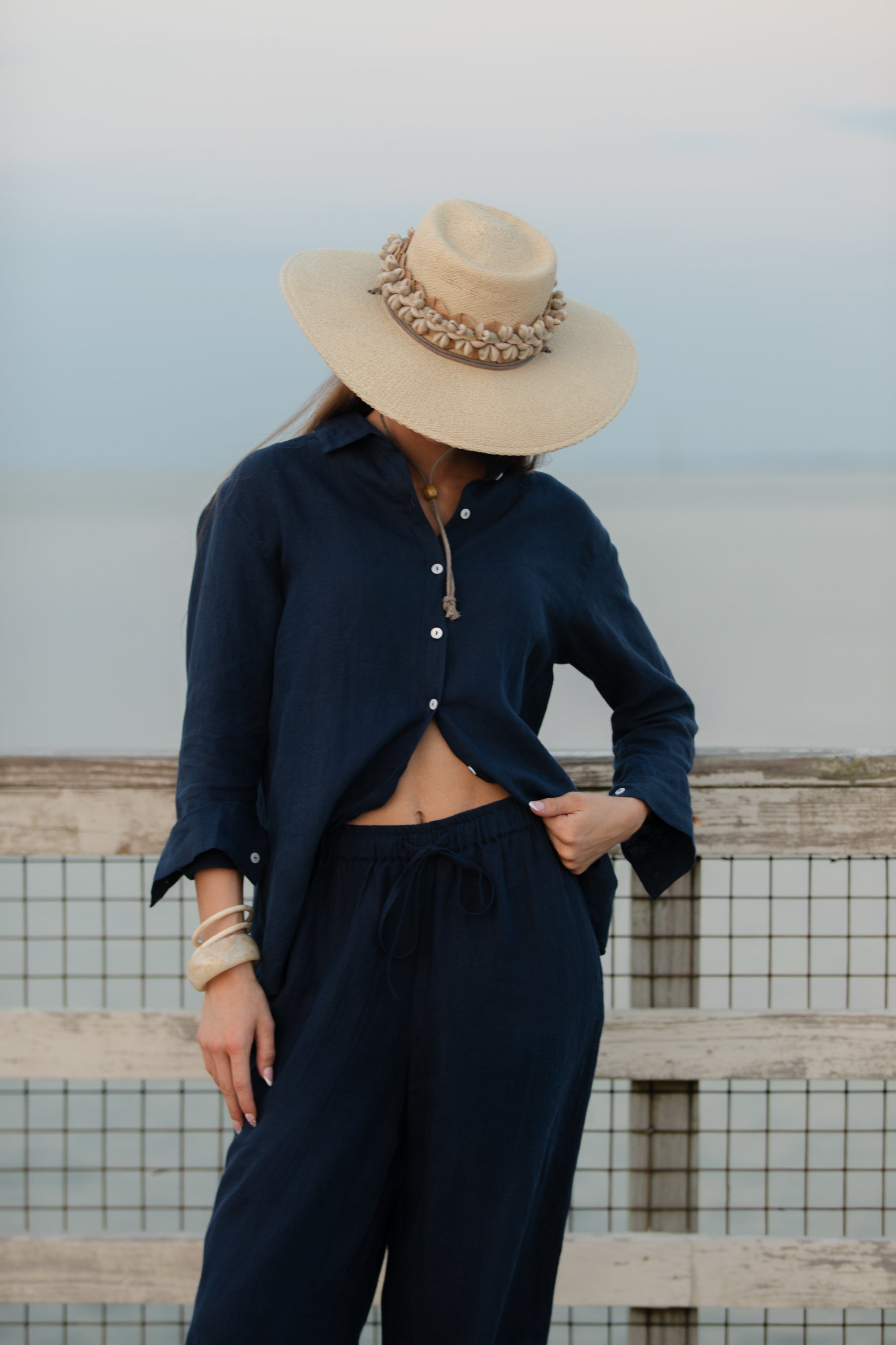 Club Linen Pant - True Navy BECASA Club Linen Pant - True Navy BECASA
