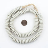 White Ashanti Glass Saucer Bead Necklace
