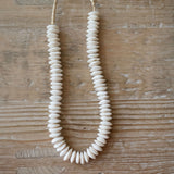 White Ashanti Glass Saucer Bead Necklace