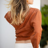 Linen Wrap Top - Rust