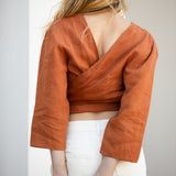 Linen Wrap Top - Rust