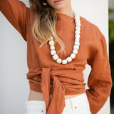 Linen Wrap Top - Rust