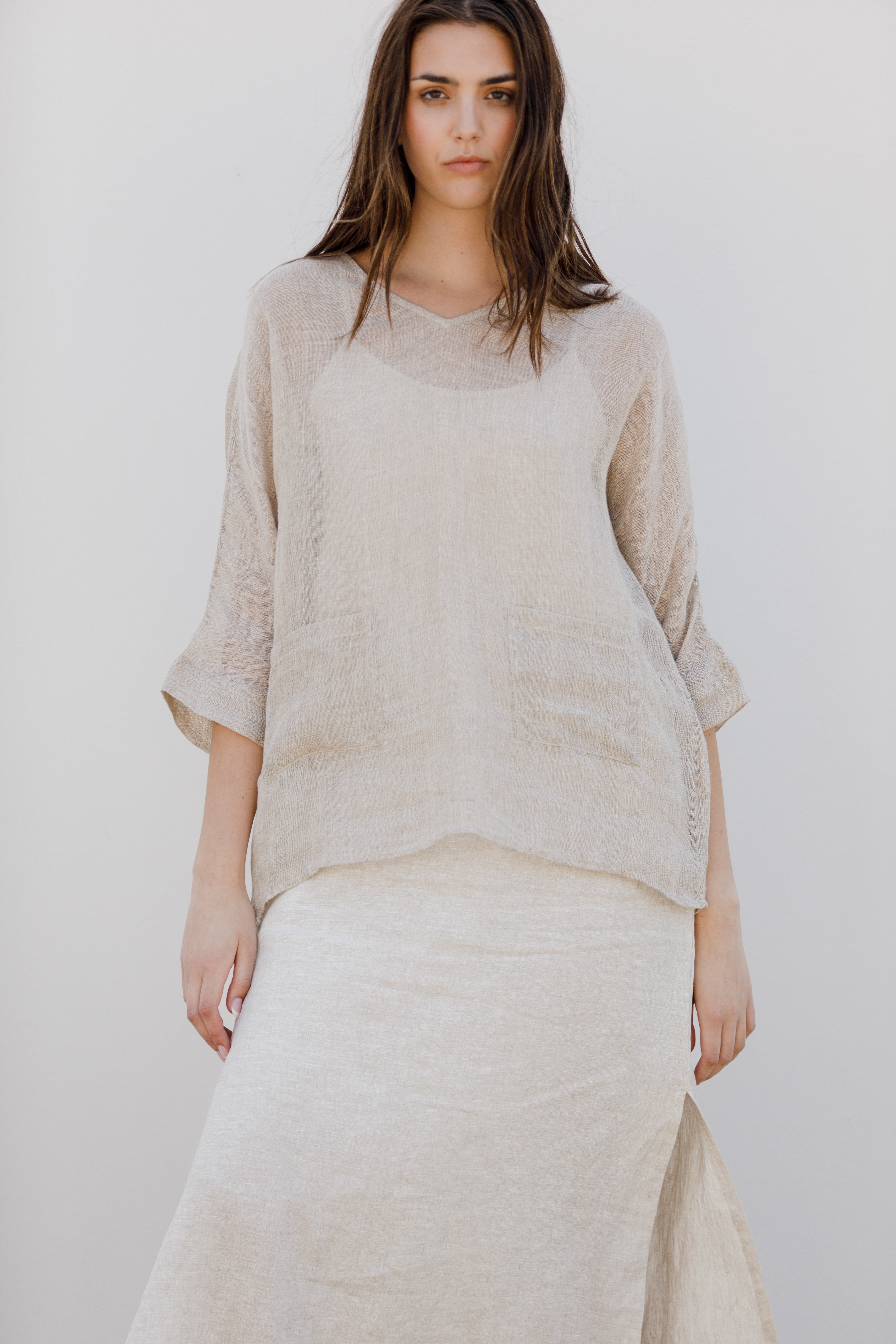 Weekend Mesh Linen Tee - Natural