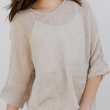 Weekend Mesh Linen Tee - Natural