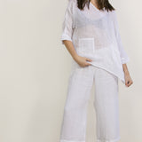 Weekend Mesh Linen Tee - White