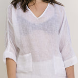 Weekend Mesh Linen Tee - White