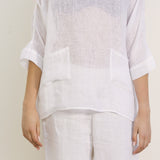 Weekend Mesh Linen Tee - White