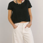 midi fringe top black 