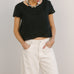 midi fringe top black 