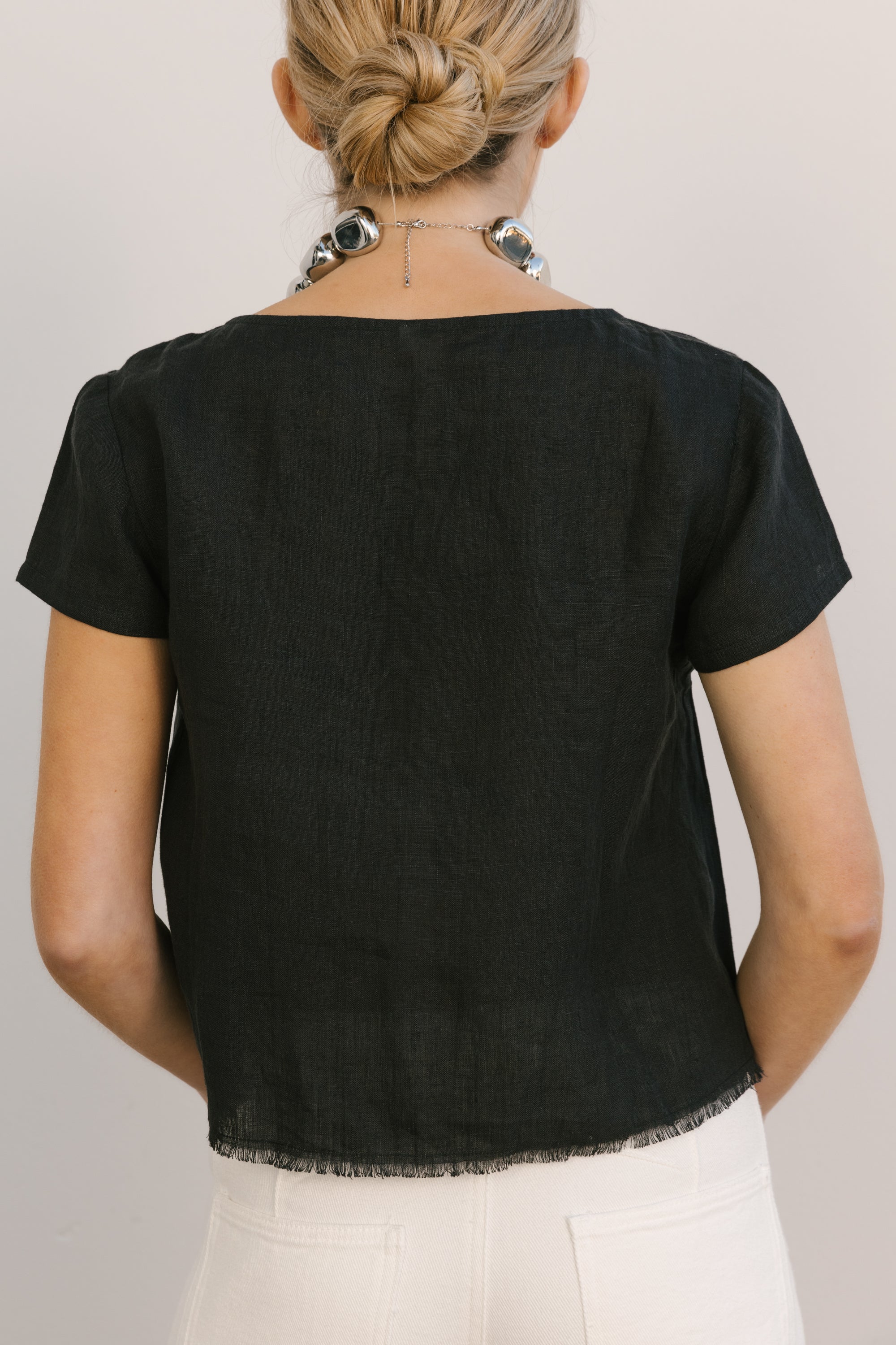 midi fringe top black 