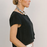 midi fringe top black 