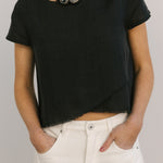 midi fringe top black 