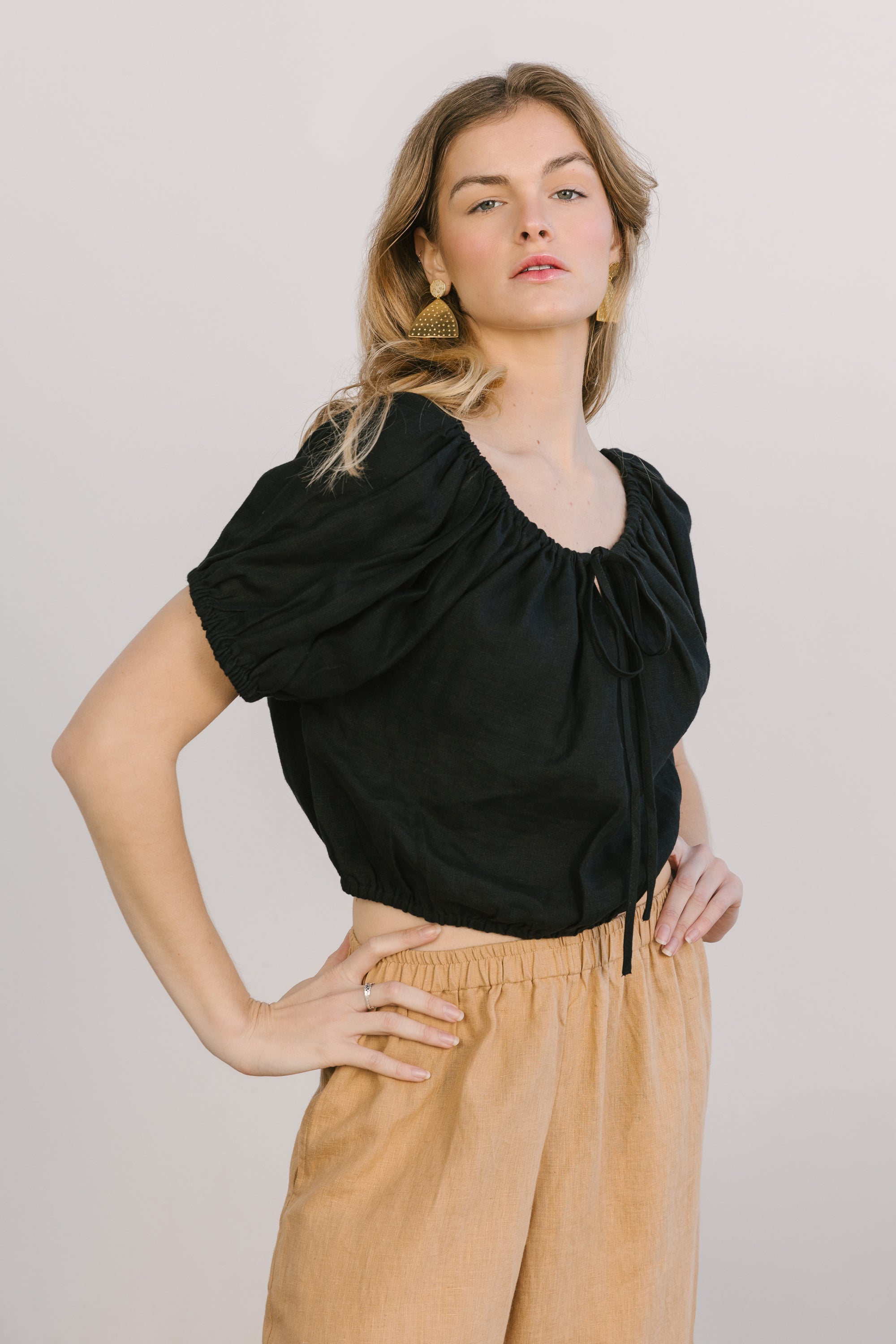 Linen Scout Top - Black