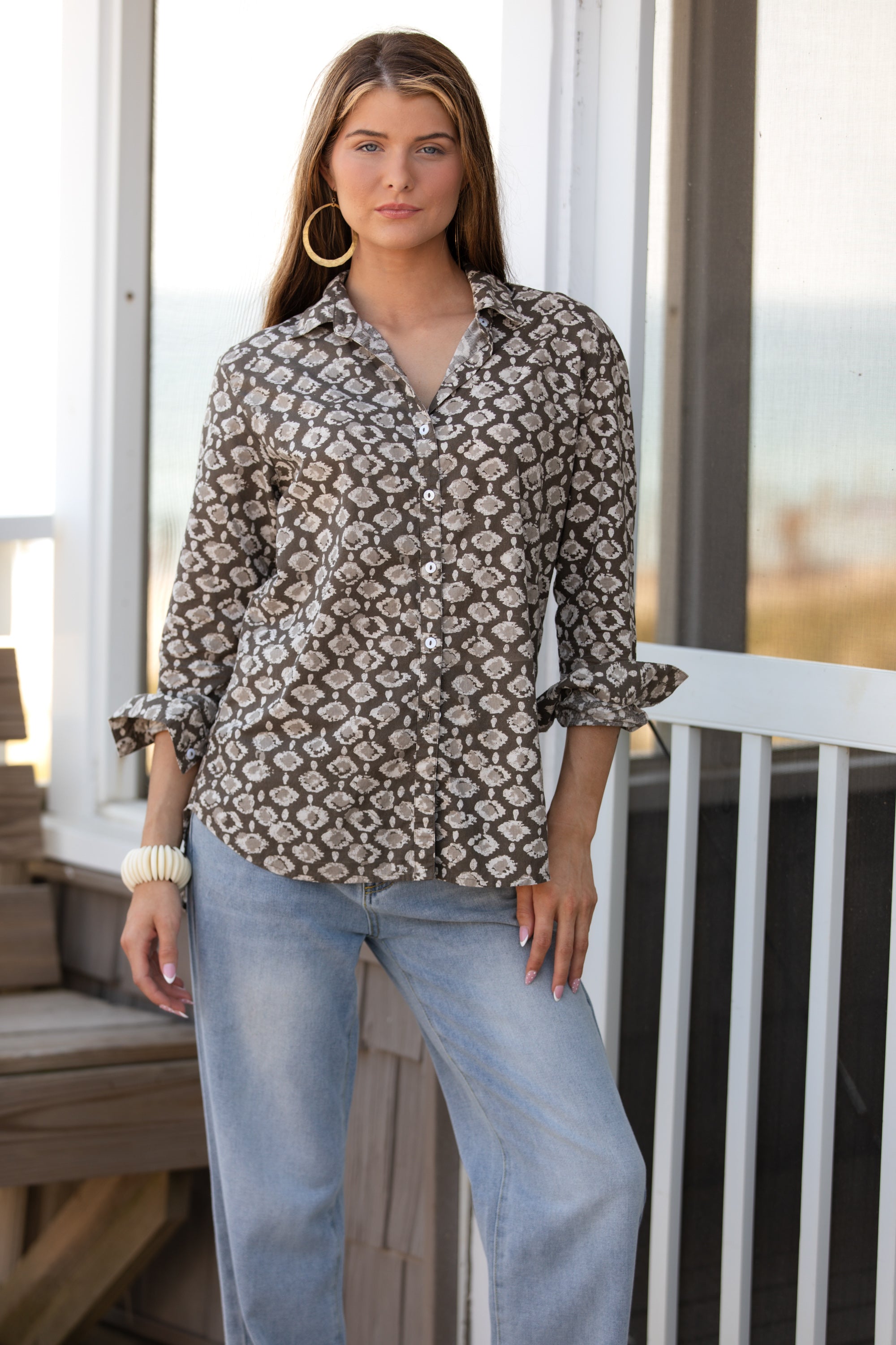 Cotton Keepsake Button Down - Dune Thicket