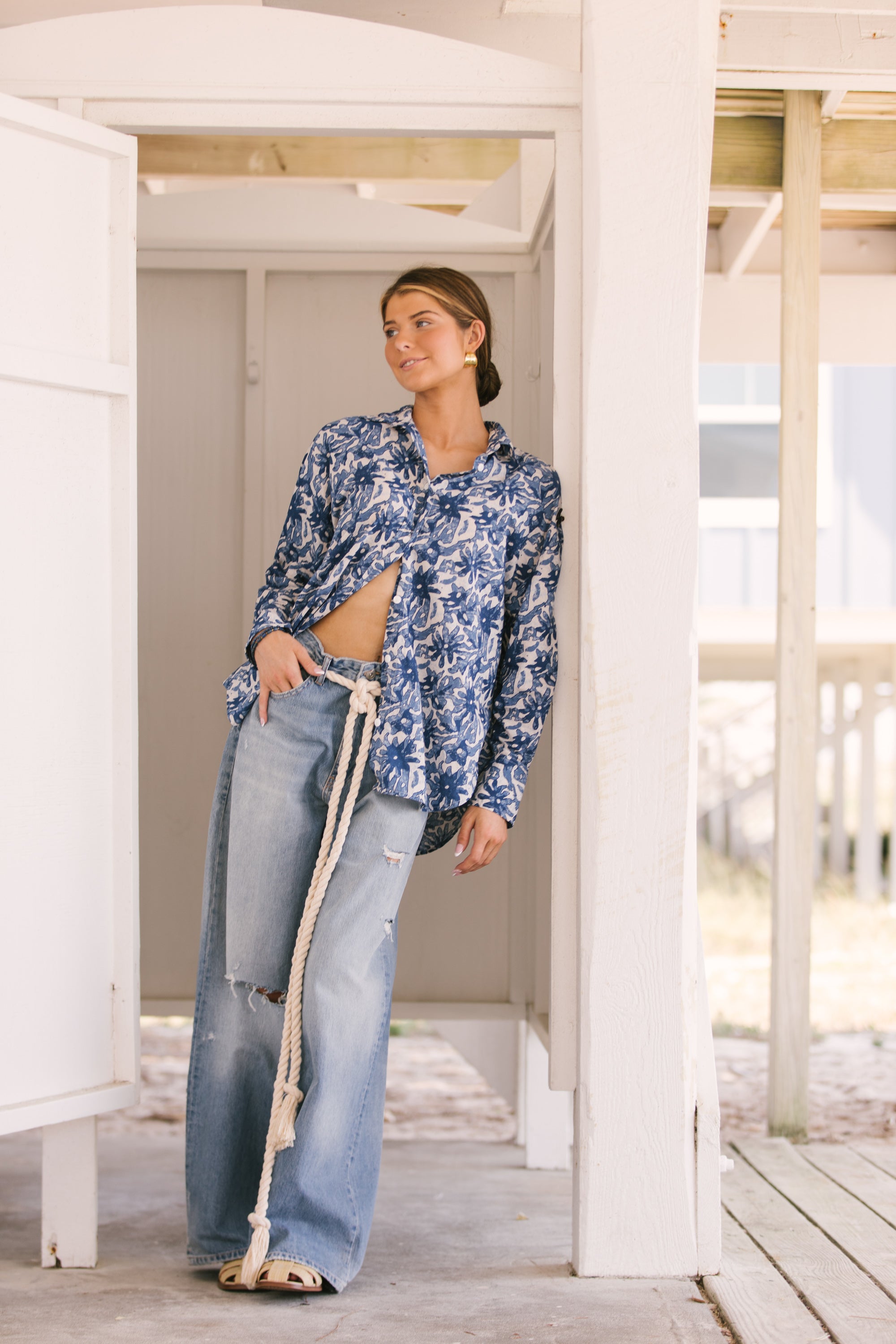 Easygoing Cotton Shirt - Indigo Bloom