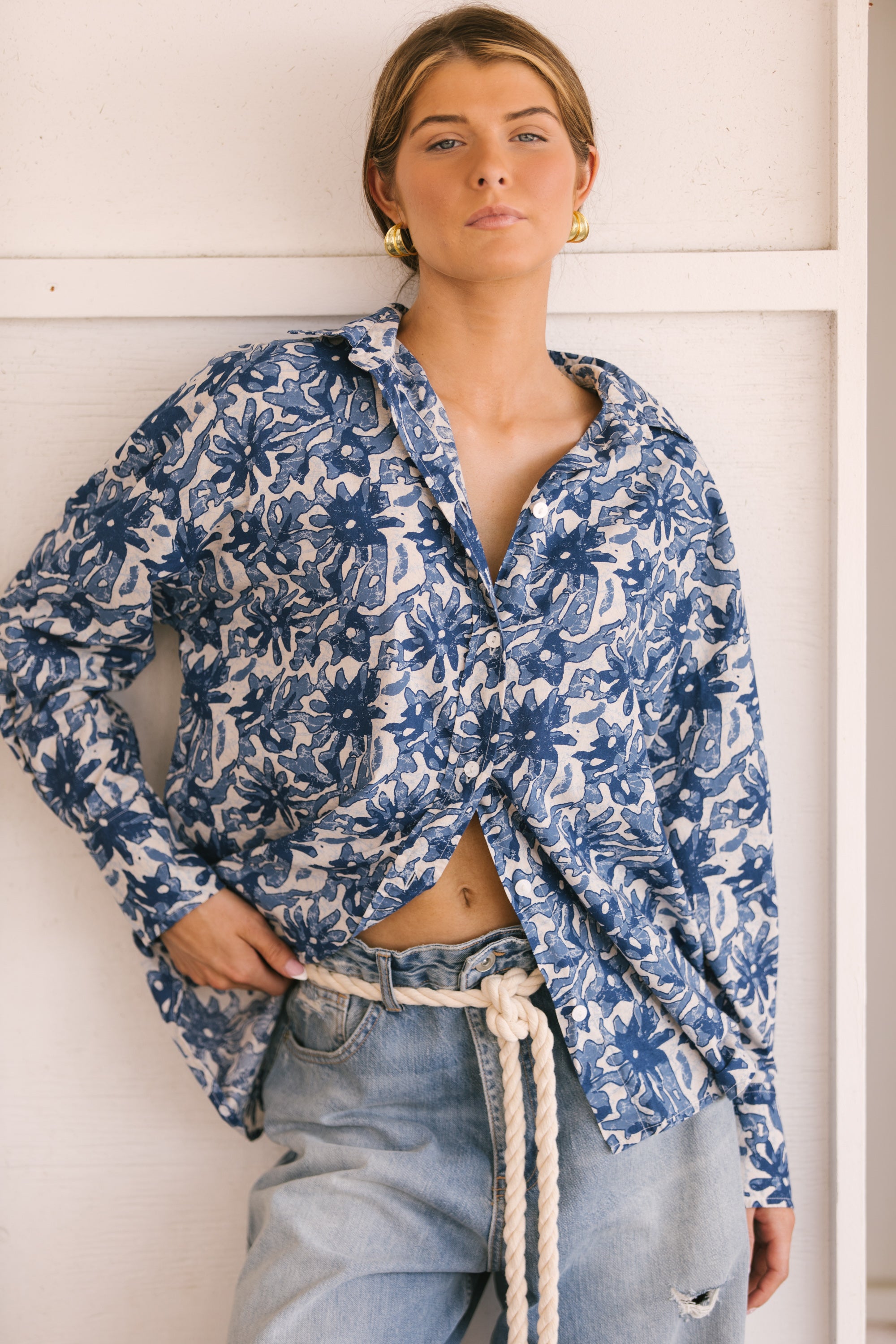 Easygoing Cotton Shirt - Indigo Bloom