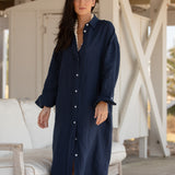Easygoing Linen Maxi Dress - True Navy