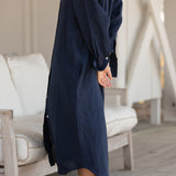 Easygoing Linen Maxi Dress - True Navy