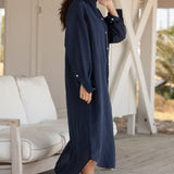 Easygoing Linen Maxi Dress - True Navy