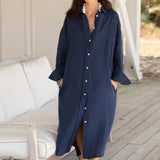 Easygoing Linen Maxi Dress - True Navy