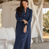 Easygoing Linen Maxi Dress - True Navy