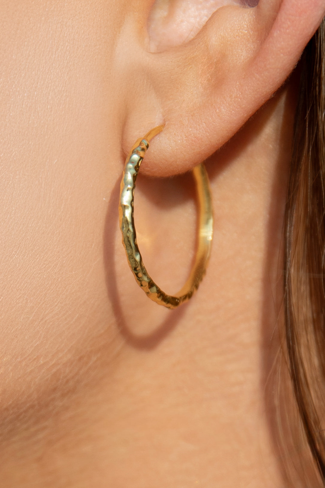 Thin Hammered Hoop - 1 in