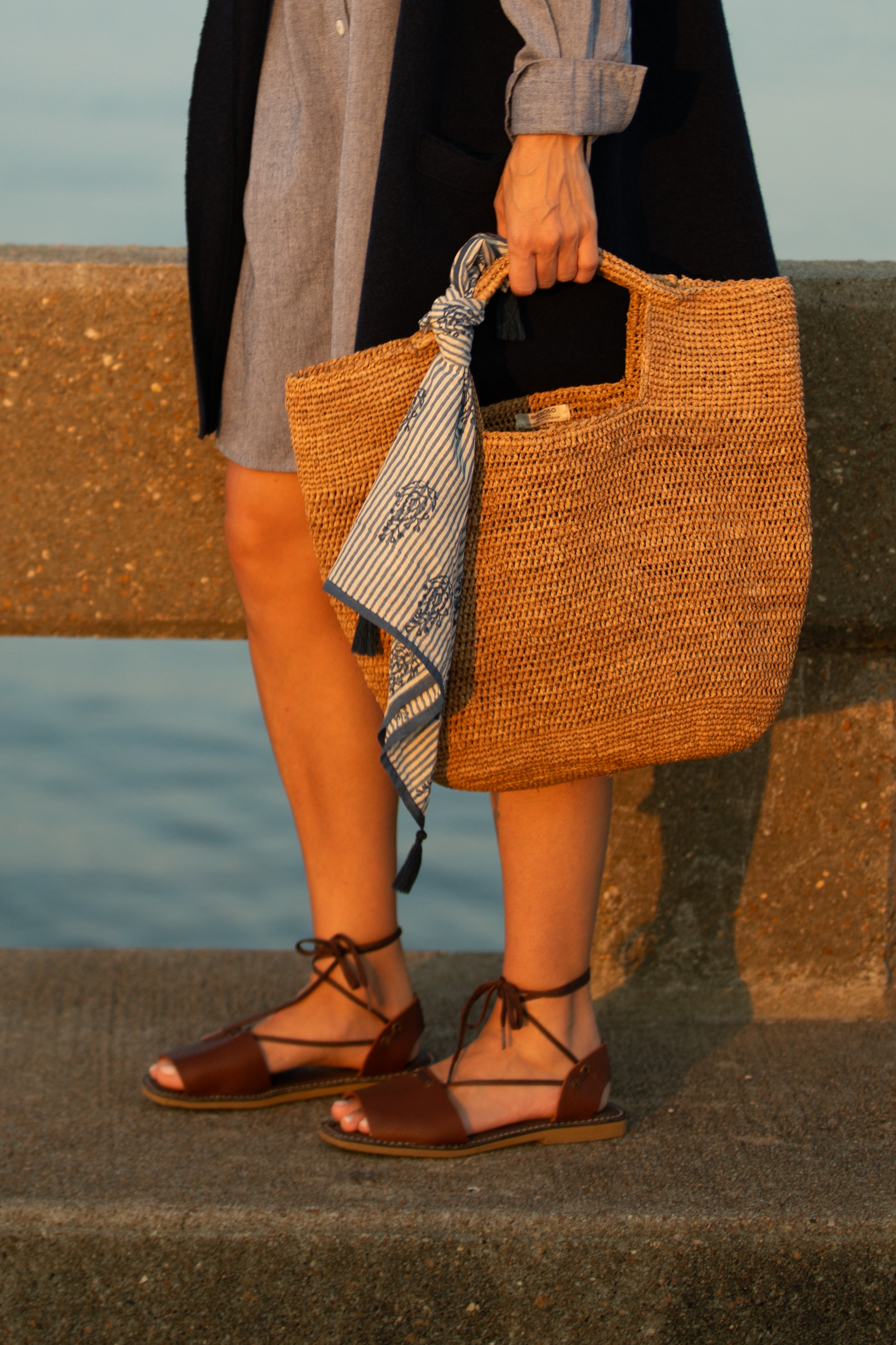 Cotton Bandana - Indigo Ticking Stripe