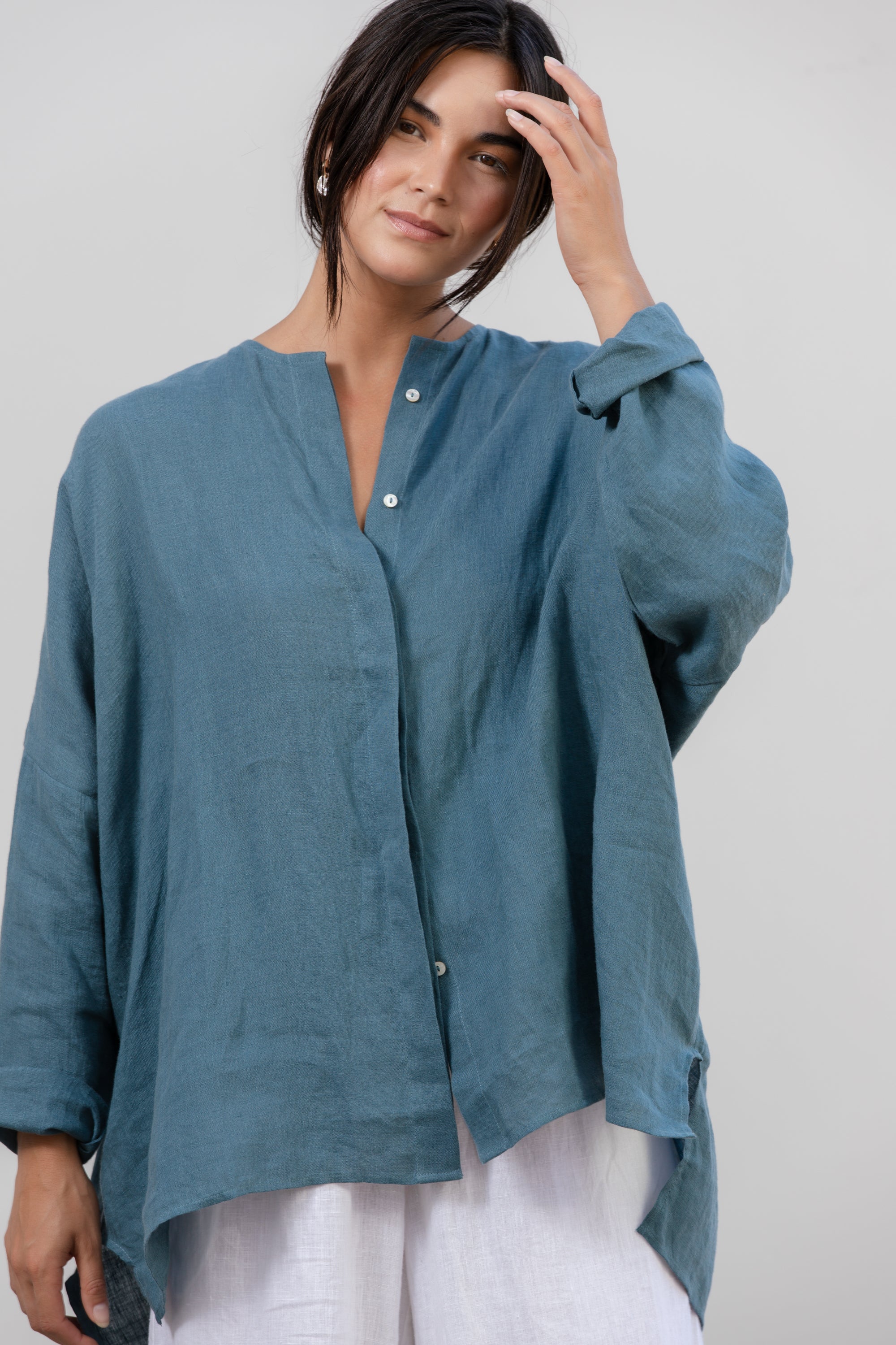 Becasa-Linen-Sunset-Shirt-Ocean-Green