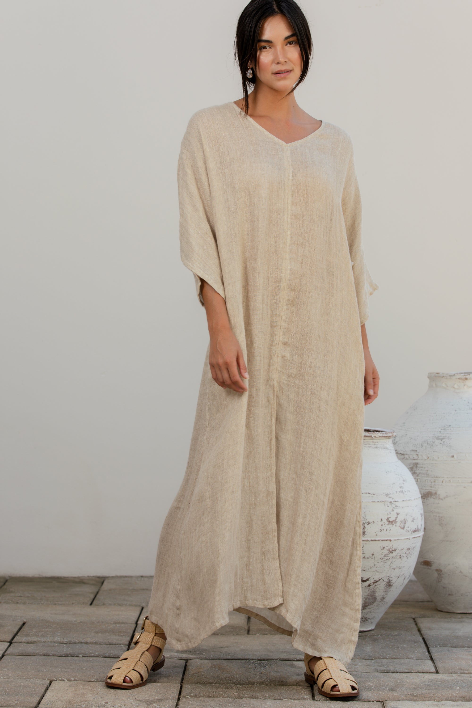 Becasa-LinenCaftan-Tan