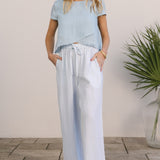 midi fringe top sky blue